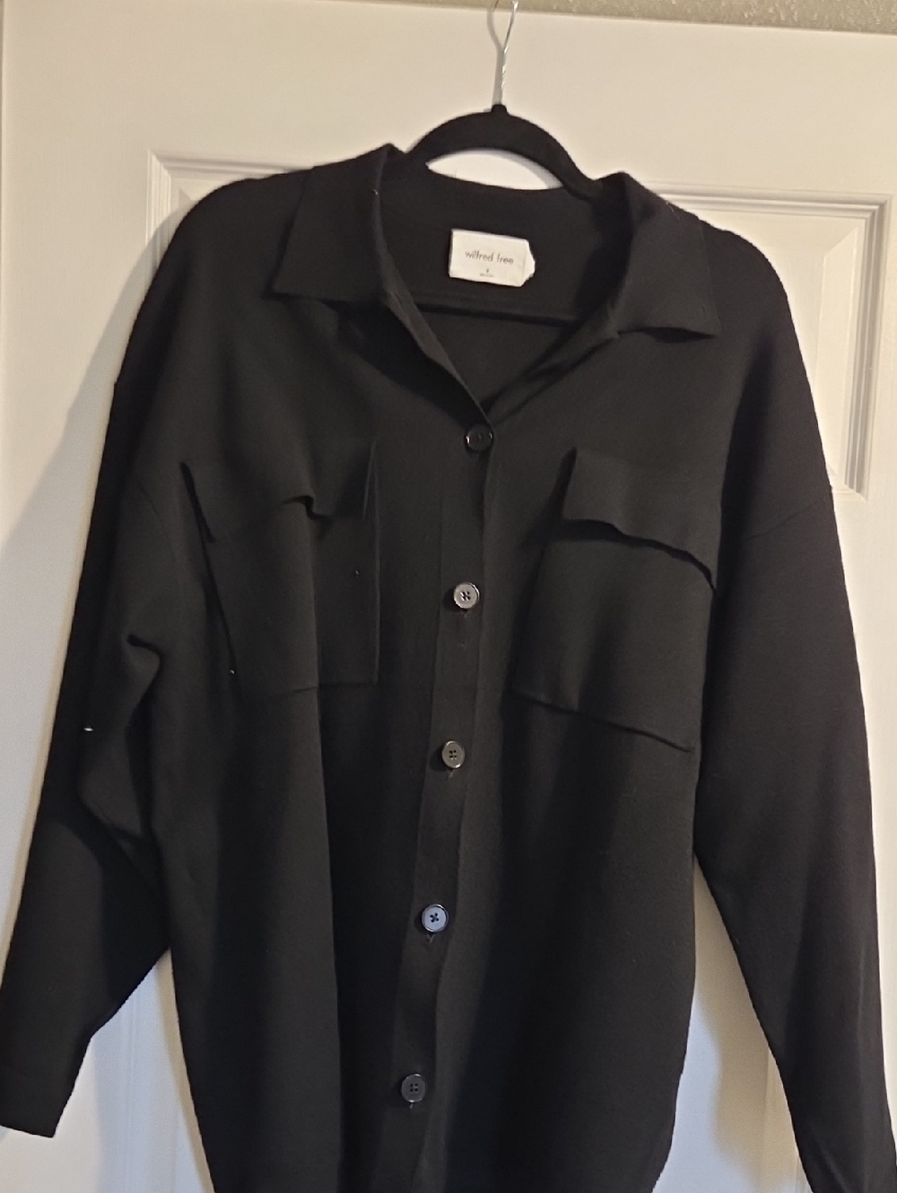 Wilfred Black Casual Button-Down Shirt with Chest Flap Pockets - Size M